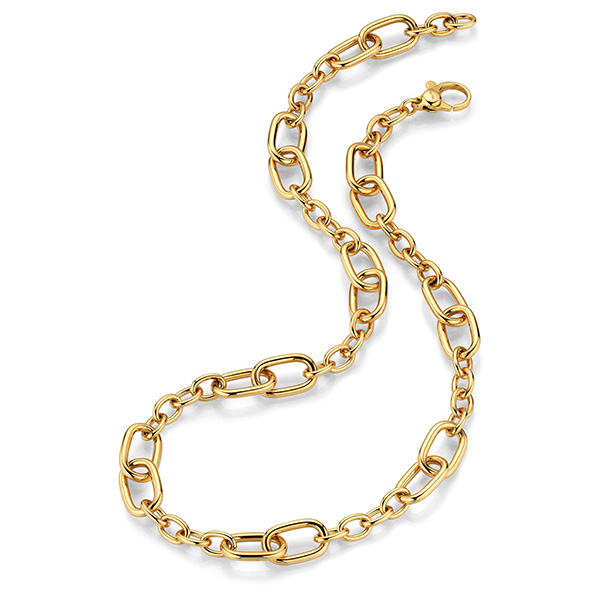 18K Oval & Square Link Necklace
